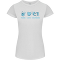 Peace Love Dolphins Womens Petite Cut T-Shirt White