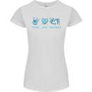 Peace Love Dolphins Womens Petite Cut T-Shirt White