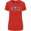Peace Love Dolphins Womens Wider Cut T-Shirt Red