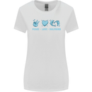 Peace Love Dolphins Womens Wider Cut T-Shirt White