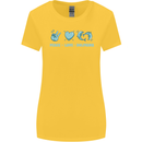 Peace Love Dolphins Womens Wider Cut T-Shirt Yellow