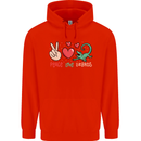 Peace Love Lizards Funny Gekko Iguana Childrens Kids Hoodie Bright Red