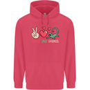 Peace Love Lizards Funny Gekko Iguana Childrens Kids Hoodie Heliconia