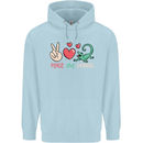 Peace Love Lizards Funny Gekko Iguana Childrens Kids Hoodie Light Blue