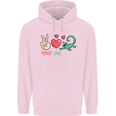 Peace Love Lizards Funny Gekko Iguana Childrens Kids Hoodie Light Pink
