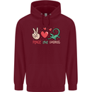 Peace Love Lizards Funny Gekko Iguana Childrens Kids Hoodie Maroon