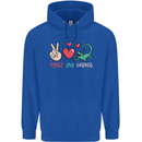 Peace Love Lizards Funny Gekko Iguana Childrens Kids Hoodie Royal Blue