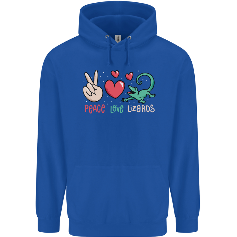Peace Love Lizards Funny Gekko Iguana Childrens Kids Hoodie Royal Blue