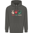 Peace Love Lizards Funny Gekko Iguana Childrens Kids Hoodie Storm Grey