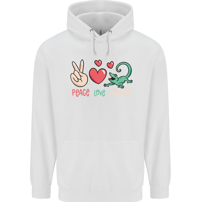Peace Love Lizards Funny Gekko Iguana Childrens Kids Hoodie White