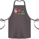 Peace Love Lizards Funny Gekko Iguana Cotton Apron 100% Organic Dark Grey