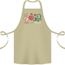 Peace Love Lizards Funny Gekko Iguana Cotton Apron 100% Organic Khaki