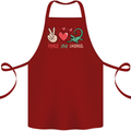 Peace Love Lizards Funny Gekko Iguana Cotton Apron 100% Organic Maroon