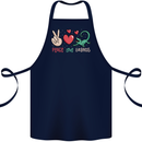 Peace Love Lizards Funny Gekko Iguana Cotton Apron 100% Organic Navy Blue