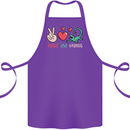 Peace Love Lizards Funny Gekko Iguana Cotton Apron 100% Organic Purple
