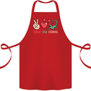 Peace Love Lizards Funny Gekko Iguana Cotton Apron 100% Organic Red
