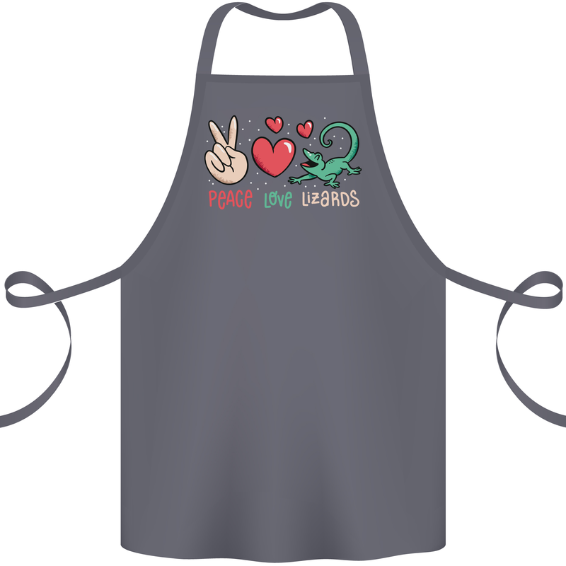Peace Love Lizards Funny Gekko Iguana Cotton Apron 100% Organic Steel