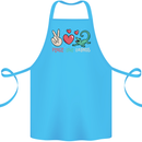 Peace Love Lizards Funny Gekko Iguana Cotton Apron 100% Organic Turquoise