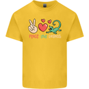 Peace Love Lizards Funny Gekko Iguana Kids T-Shirt Childrens Yellow