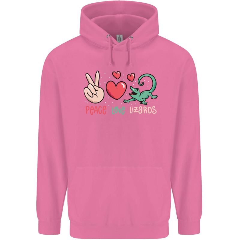 Peace Love Lizards Funny Gekko Iguana Mens 80% Cotton Hoodie Azelea
