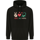 Peace Love Lizards Funny Gekko Iguana Mens 80% Cotton Hoodie Black