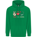 Peace Love Lizards Funny Gekko Iguana Mens 80% Cotton Hoodie Irish Green