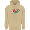 Peace Love Lizards Funny Gekko Iguana Mens 80% Cotton Hoodie Sand