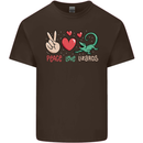 Peace Love Lizards Funny Gekko Iguana Mens Cotton T-Shirt Tee Top Dark Chocolate