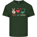 Peace Love Lizards Funny Gekko Iguana Mens Cotton T-Shirt Tee Top Forest Green