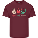 Peace Love Lizards Funny Gekko Iguana Mens Cotton T-Shirt Tee Top Maroon