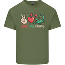 Peace Love Lizards Funny Gekko Iguana Mens Cotton T-Shirt Tee Top Military Green