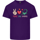 Peace Love Lizards Funny Gekko Iguana Mens Cotton T-Shirt Tee Top Purple