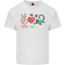 Peace Love Lizards Funny Gekko Iguana Mens Cotton T-Shirt Tee Top White