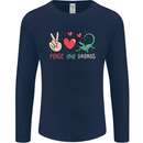 Peace Love Lizards Funny Gekko Iguana Mens Long Sleeve T-Shirt Navy Blue