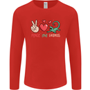 Peace Love Lizards Funny Gekko Iguana Mens Long Sleeve T-Shirt Red
