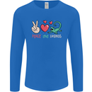 Peace Love Lizards Funny Gekko Iguana Mens Long Sleeve T-Shirt Royal Blue