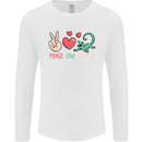 Peace Love Lizards Funny Gekko Iguana Mens Long Sleeve T-Shirt White