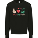 Peace Love Lizards Funny Gekko Iguana Mens Sweatshirt Jumper Black