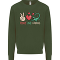 Peace Love Lizards Funny Gekko Iguana Mens Sweatshirt Jumper Forest Green