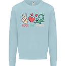 Peace Love Lizards Funny Gekko Iguana Mens Sweatshirt Jumper Light Blue