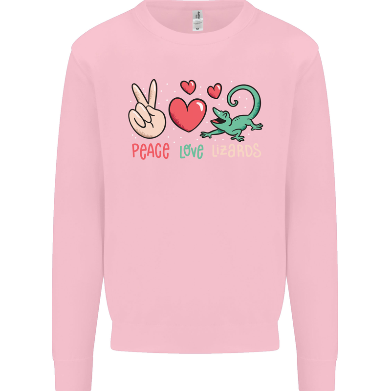 Peace Love Lizards Funny Gekko Iguana Mens Sweatshirt Jumper Light Pink