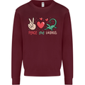 Peace Love Lizards Funny Gekko Iguana Mens Sweatshirt Jumper Maroon