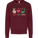 Peace Love Lizards Funny Gekko Iguana Mens Sweatshirt Jumper Maroon