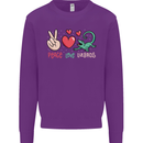 Peace Love Lizards Funny Gekko Iguana Mens Sweatshirt Jumper Purple
