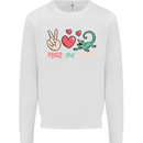 Peace Love Lizards Funny Gekko Iguana Mens Sweatshirt Jumper White