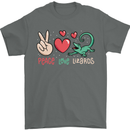 Peace Love Lizards Funny Gekko Iguana Mens T-Shirt Cotton Gildan Charcoal