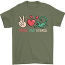 Peace Love Lizards Funny Gekko Iguana Mens T-Shirt Cotton Gildan Military Green