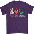 Peace Love Lizards Funny Gekko Iguana Mens T-Shirt Cotton Gildan Purple