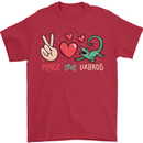 Peace Love Lizards Funny Gekko Iguana Mens T-Shirt Cotton Gildan Red