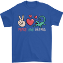 Peace Love Lizards Funny Gekko Iguana Mens T-Shirt Cotton Gildan Royal Blue